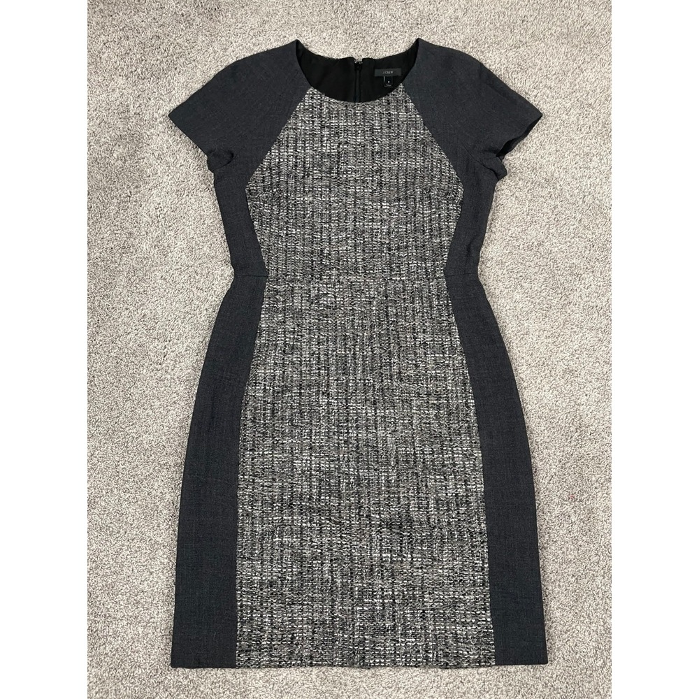 J Crew Dress Womens 8 Black Tweed Boucle Sheath Party Pencil Wool Event Office